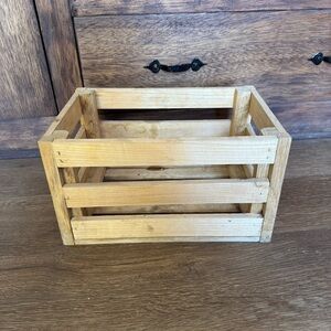 Wooden Crate Box Slat Tote Cut Out Handles Wood Unfinished Storage Basket